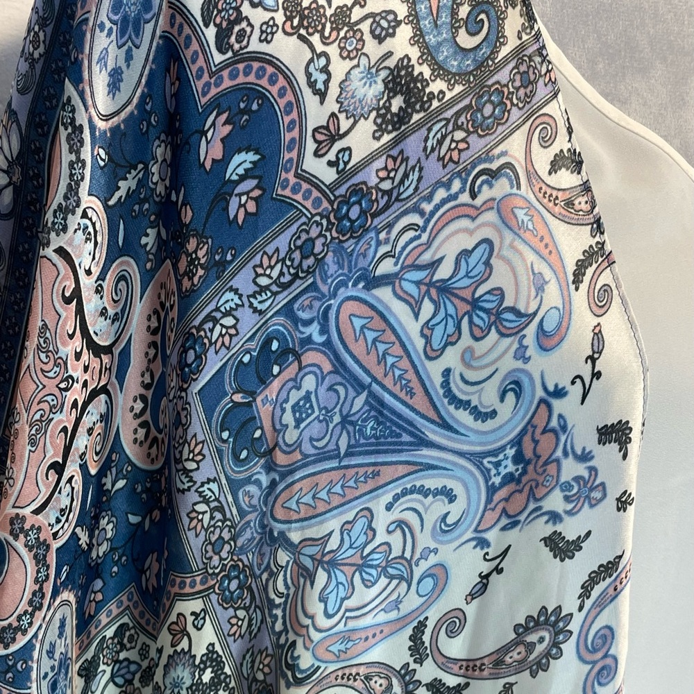 #0225 Simply Noelle Blue/Pink Floral Paisley Kimono-one size - Picture 3 of 6